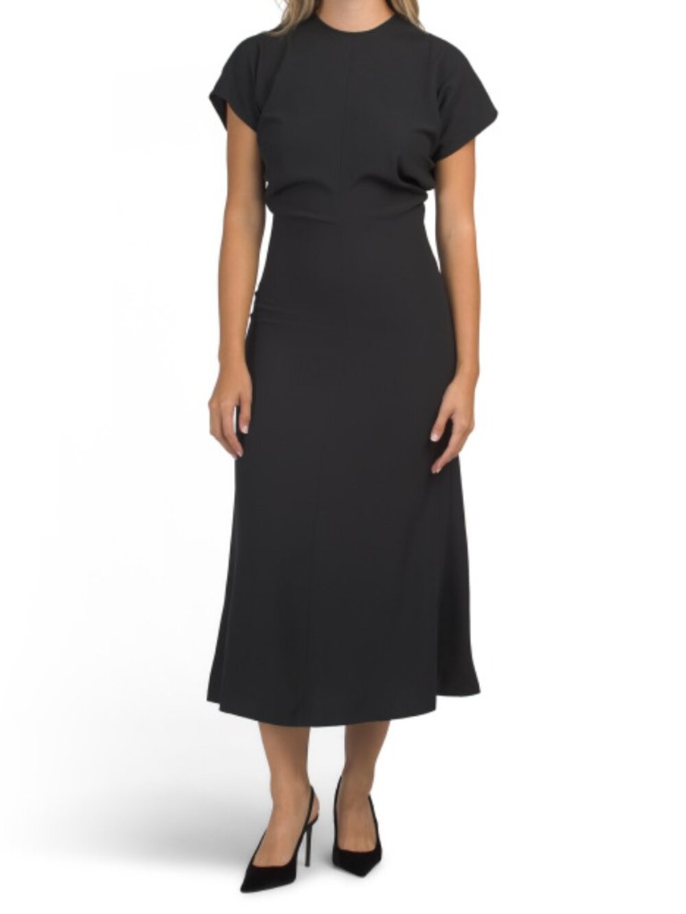 LUXELY Short Sleeve Maxi Fit And Flare Dress